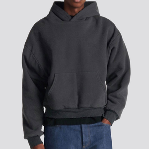 Sudadera con capucha para hombre de gran tamaño de 600gsm French Terry Essentials 100% algodón de peso pesado Regular Fit bolsillo de invierno - Product Image 2