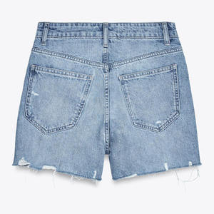 Mid <b>Waist</b> Cross <b>Denim</b> Women <b>Shorts</b> Fashionable Double Button <b>Waist</b> Casual <b>Ripped</b> Raw Hems Summer Wear <b>Denim</b> Hot <b>Shorts</b> for Women - Product Image 6