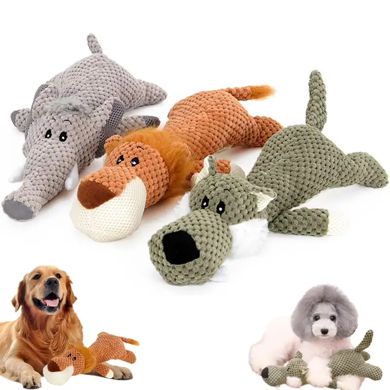 Pet Dog Toys Stuffed Squeaking Animal Shape Chew Toy Squeaky Dog Plush Toy for Aggressive Small Medium Dog