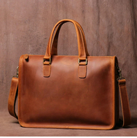 Maletín Clásico de Cuero Genuino para Portátil, Bolsa de Mensajero Cruzada al Hombro, Duradera, para Oficina, Negocios, Viajes, Protectora y Portátil