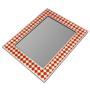 Espejo de Pared Decorativo Grande de Lujo |   Decoración del Hogar de Estilo Francés Vintage |   Espejo Decorativo de Diseño Artesanal con Patrón Rojo y Blanco - Product Image 1