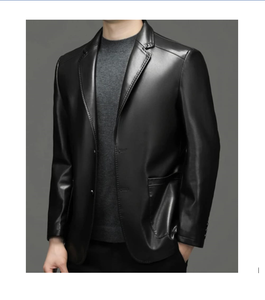 100% genuino de alta calidad estilo británico Casual Slim Fit Blazer hombres transpirable cuero FORRO bolsillos invierno de talla grande bodas - Product Image 3