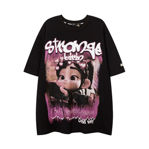 เสื้อยืดคอกลมผ้าฝ้าย100% สำหรับผู้ชายซักกรดซักได้สไตล์วินเทจไซส์ใหญ่พิเศษแบบถัก - Product Image 4