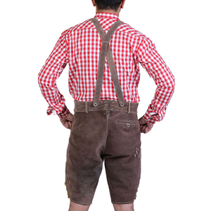 2025 vente chaude Oktoberfest bavarois véritable vache fendue daim court Lederhosen pour hommes traditionnel authentique allemand tenue marron - Product Image 3