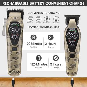 Tondeuse à cheveux sans fil professionnelle pour hommes, moteur robuste, affichage LED haute puissance, alimentation par batterie USB - Product Image 2