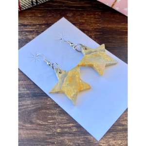 Southwest Handmade Sterling <b>Silver</b> Star Dangle <b>Earrings</b> with AB Agate <b>Drop</b> Style - Product Image 3