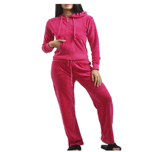 Survêtement en velours 100% coton pour femmes, logo personnalisé imprimé, respirant, séchage rapide, ensemble jogging décontracté deux pièces - Product Image 6