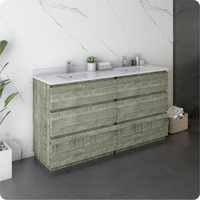 Meubles-lavabos de salle de bain modernes en bois avec lavabo intégré et tiroirs, montage facile, design élégant, miroir non inclus