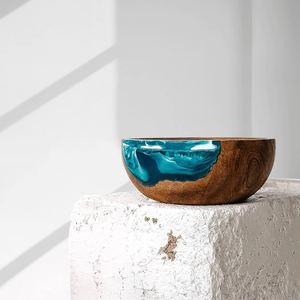 Cuenco ecológico de resina y madera para servir ensaladas, decoración moderna para el hogar para fiestas - Product Image 4