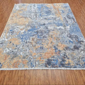 Alfombra Kilim de seda de lana de alta calidad, diseño abstracto moderno anudado a mano, acolchada para uso en sala de estar y dormitorio - Product Image 1