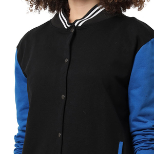 Blouson bomber à manches longues respirant personnalisé pour femmes Automne Hiver Grande taille Tissu imprimé en laine Col montant Broderie extérieure - Product Image 4