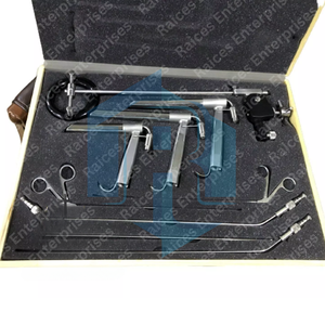 Instruments de laryngoscopie ORL professionnels Dentavex, rigides, manuels, avec tube et support, conception auto-serrante, avec boîte de transport - Product Image 4