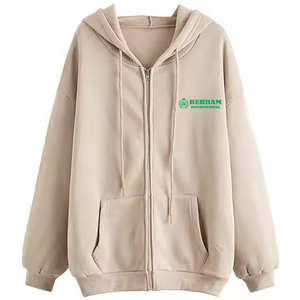 Sweat à capuche unisexe d'hiver de haute qualité, 100% coton, fermeture éclair, molleton lourd, tissu éponge français, séchage rapide, respirant, fermeture éclair intégrale - Product Image 5