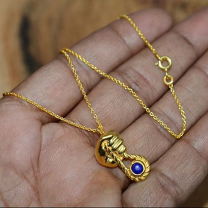 Colgante de Plata de Ley 925 con Baño de Oro y Piedra de Lapislázuli Estilo Boho para Mujer, Regalo de Aniversario - Product Image 3