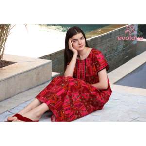 Camisón Largo Evolve para Mujer, Color Rosa, 100% Algodón, Estampado, Súper Suave y Cómodo, Talla XS, Tejido - Product Image 2