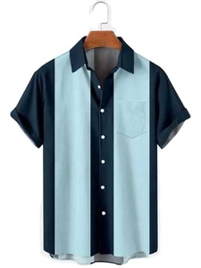 T-shirts pour hommes, mode, motif personnalisé, t-shirt entièrement rayé, 100% coton, col camp, t-shirt plage ananas - Product Image 4