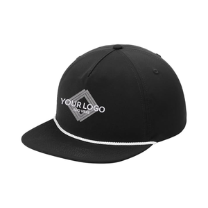 Gorra Snapback de 5 paneles estructurada de bajos impuestos, gorra deportiva de cuerda con logotipo bordado personalizado de ala plana, OEM ODM para gorras de viaje al aire libre de Hip Hop - Product Image 1