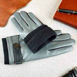Gants en cuir véritable pour homme, doublure thermique en fourrure pour l'automne et l'hiver, conduite, affaires, en peau de mouton, compatibles avec les écrans tactiles - Product Image 2