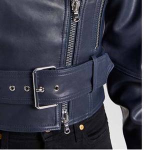 Customized Color Logo Design New Fashion Style Long Sleeve Women's Clothing <b>Sheepskin</b> Cropped Sportswear Leather <b>Jacket</b> All Size - Product Image 5