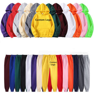 Wholesale Custom Logo Unisex Jogger Plain Pullover <b>Tracksuit</b> Fleece Blank Sweatpants and Hoodie Set - Product Image 2