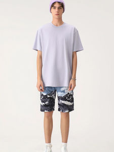 เสื้อยืดคอวีเปิดไหล่สำหรับผู้ชายผ้าฝ้าย100% ออกแบบโลโก้ได้ตามต้องการ - Product Image 2