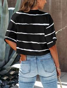 À la mode surdimensionné haut court femmes mode Streetwear ample Baggy à manches courtes décontracté haut d'été - Product Image 3