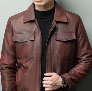 Chaqueta de Cuero Vacuno de Primera Calidad para Hombre, Estilo Informal, Duradera, para Otoño e Invierno, Impermeable, Transpirable, con Capucha - Product Image 4