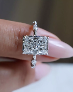 925 Plata de Ley Original Moissanite 3.00CT Anillo de compromiso de corte radiante Halo oculto Propuesta DE BODA Regalo nupcial para fiestas - Product Image 1