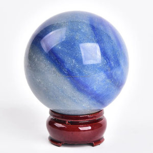 Haute Qualité Bleu Aventurine Gemme Sphère Amour Style Feng Shui Sculpté Guérison Métaphysique Boule De Cristal Bleu Agate En Gros - Product Image 1