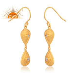 ต่างหูอัญมณี CZ ชุบทอง18K 925เงินสเตอร์ลิงต่างหูอัญมณีสังเคราะห์จากธรรมชาติ - Product Image 3