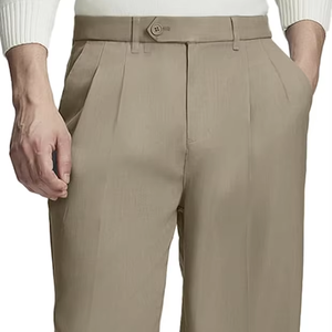 Pantalons de travail décontractés pour hommes, plissés, vintage, style old money, jambes larges, baggy, vente en gros - Product Image 1