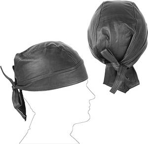Bandana en cuir véritable noir de haute qualité, couleur unie, conçu pour l'extérieur, pour adultes, vente en gros transfrontalière - Product Image 2