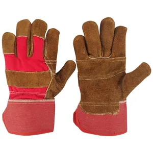 Split Leather Working Gloves Blue strips Double palm work Welding industrial gloves
