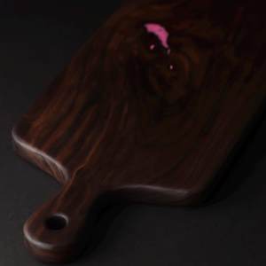 Best Selling Walnut Wood Serving Board With Handle <b>Pink</b> Epoxy Design Decorative Platter For Kitchen Dining And <b>Gifting</b> Use - Product Image 3