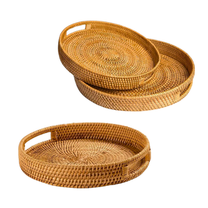 Panier rond en rotin de taille personnalisée/Plateau Panier décoratif écologique pour la maison et l'hôtel - Product Image 1