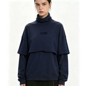 Women's Black Oversized Turtleneck Mock Neck Sweatshirt <b>Drop</b> Shoulder Long Sleeve Casual Baggy Fleece Pullover Loose Fit Soft - Product Image 3
