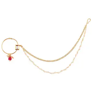 印度批发商珠宝水晶昆丹箍别针结婚鼻环带耳链印度传统女性珠宝