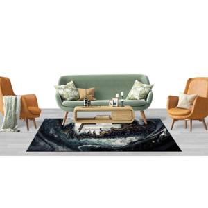 Tapis en laine marbré noir et or, tapis imprimé de luxe, patchwork, respectueux de l'environnement, traditionnel, en latex, épaisseur moyenne, pour la salle à manger - Product Image 3