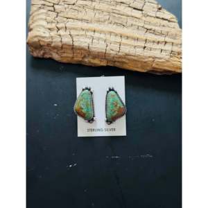 Elouise Kee Royston Turquoise & Sterling Silver Stud <b>Earrings</b> Bezel Setting <b>Post</b> <b>Earring</b> - Product Image 1