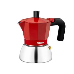 Caffettiera italiana in acciaio inox per induzione, rossa, 3 tazze (Monix M863103) - Product Image 1