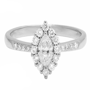 Elegante estilo de boda S925 diseño de forma de marquesina de plata con anillo de compromiso de diamante de moissanita joyería helada para mujer - Product Image 2