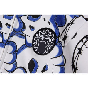 Ropa de calle de alta calidad, venta al por mayor, 100% algodón, estampado de dibujos animados de Calavera, Sudadera con capucha para hombre - Product Image 5