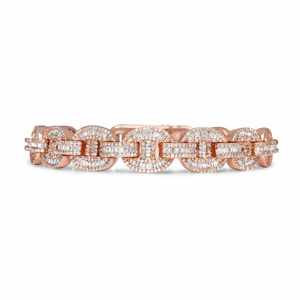 Bracelet gourmette de luxe pour homme plaqué or rose avec diamants Moissanite en argent sterling 925, bijoux Hip Hop pour cadeau ou soirée - Product Image 1