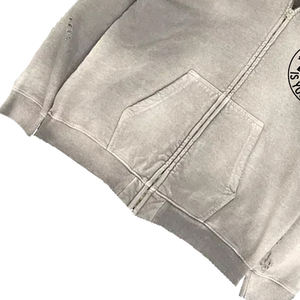 Hot Selling Heavyweight Acid Washed Hoodies with Customized Logo Design Streetwear Zipper up for Winter - Product Image 3