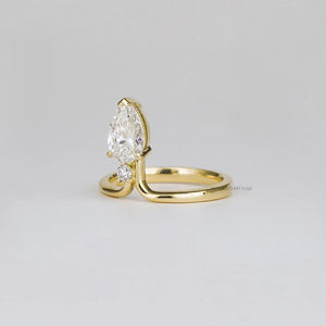 แหวนเพชรทรงหยดน้ำรูปไข่ขนาด 1.06 กะรัต สไตล์อาร์ตเดโค สำหรับผู้หญิง ดีไซน์หรูหรา เรียบง่าย เหมาะสำหรับเป็นแหวนหมั้นหรือแหวนแทนใจ พร้อมใบรับรอง GRA - Product Image 2