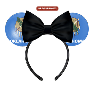 Diadema Personalizada por Encargo de Fábrica - Diseño de la Bandera del Estado de Oklahoma con Orejas de Ratón, Hecha a Medida - Product Image 1