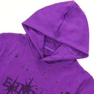 เสื้อฮู้ดดี้ผ้าคอตตอนผสมสไตล์วินเทจสั่งทำขายส่ง ประดับคริสตัล ตัดขอบดิบ พิมพ์ลายดีไซเนอร์ สำหรับฤดูหนาว - Product Image 3