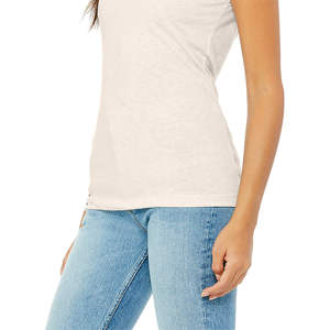 T-Shirt manches courtes femme 50% Polyester 25% Airlume en coton peigné et anneau 25% rayonne 40 simple 3.8 oz avoine Triblend - Product Image 5