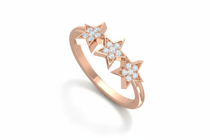 Anillo geométrico con tres estrellas para mujer, para bodas, fiestas, aniversarios, regalo, celebraciones románticas - Product Image 3