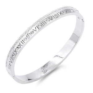 Bracciale in acciaio inox placcato oro con numeri romani accessorio unico moda - Product Image 1